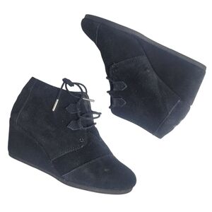 Toms Black Suede Wedge Bootie 8.5